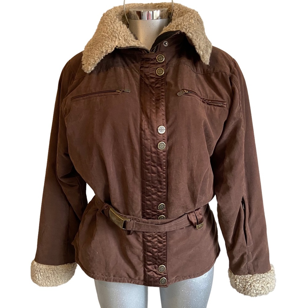 Nils Skiwear Ski Jacket Snow Snowboard Puffer Belted Sherpa Collar Quilted Warm